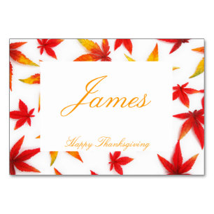 Thanksgiving Place Cards With Autumn Leaves