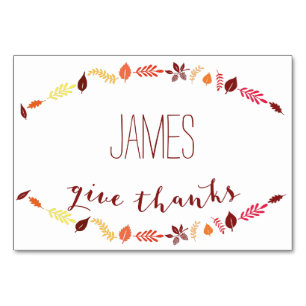 Thanksgiving Place Cards With Fall Leaves