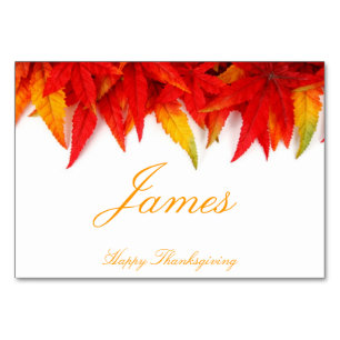 Thanksgiving Place Cards With Fall Leaves