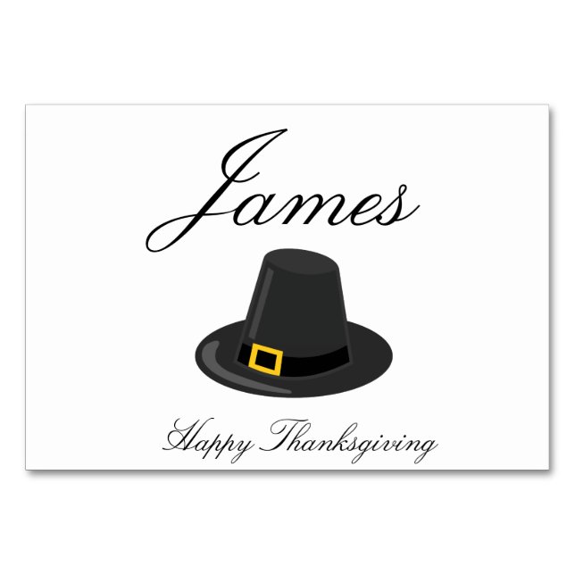 Thanksgiving Place Cards With Pilgrim Hat (Front)