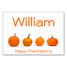 Thanksgiving Place Cards With Pumpkins