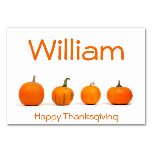 Thanksgiving Place Cards With Pumpkins (Front)