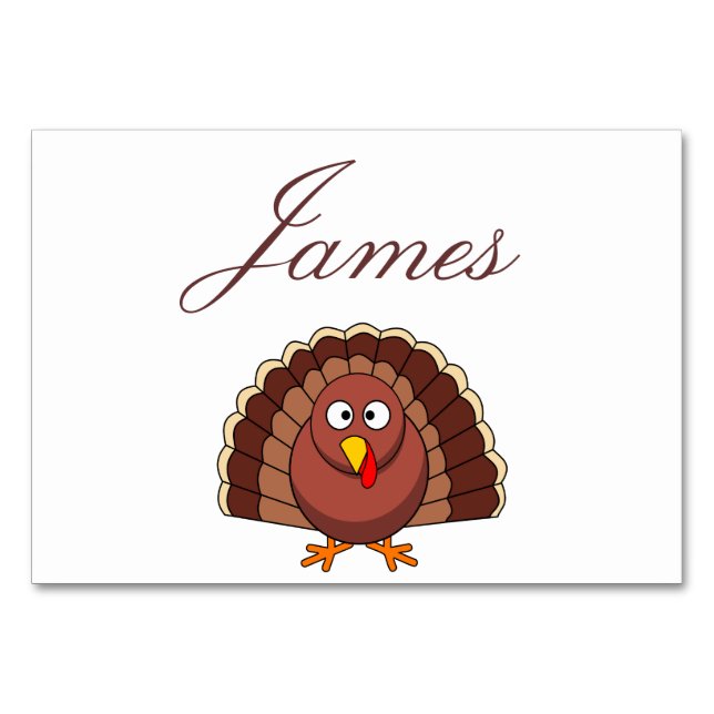 Thanksgiving Place Cards With Turkey (Front)