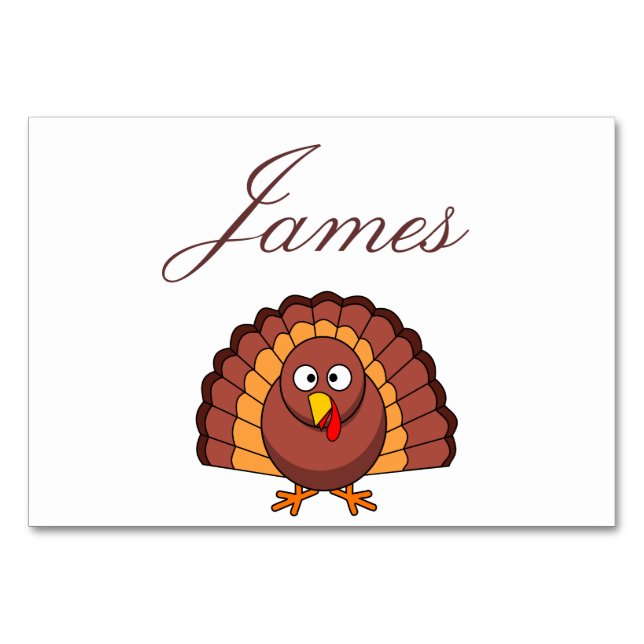 Thanksgiving Place Cards With Turkey (Front)