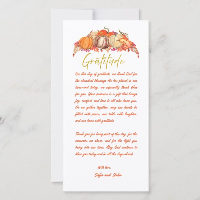 Thanksgiving Place Setting Gratitude Card (Front)