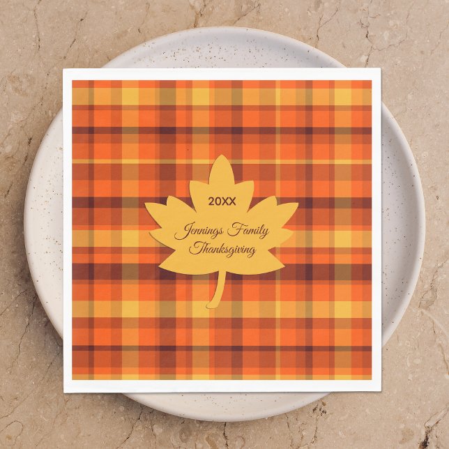 Thanksgiving Plaid Maple Napkin (Creator Uploaded)