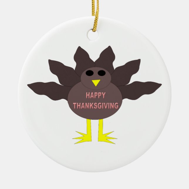 Thanksgiving Plcuked Turkey Ornament (Front)