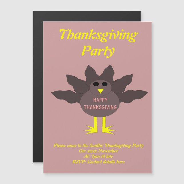 Thanksgiving Plucked Turkey Custom Party Invite (Front/Back)
