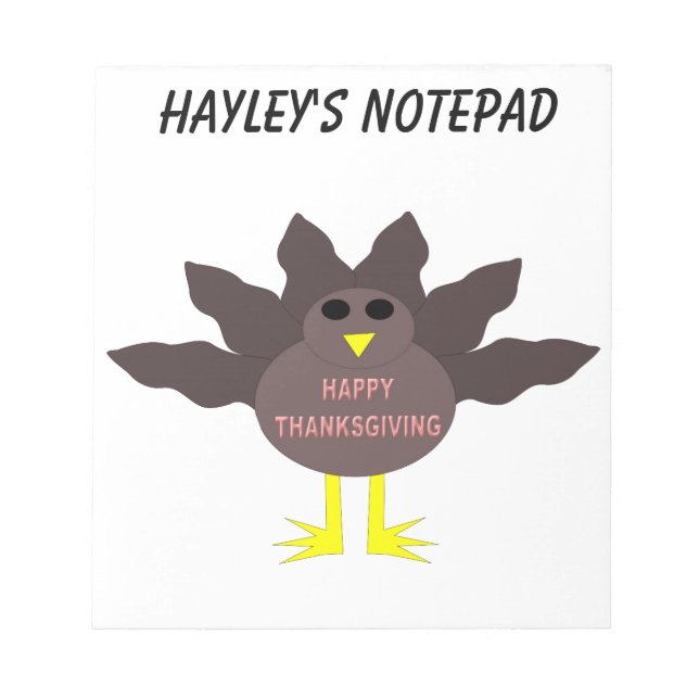Thanksgiving Plucked Turkey Customisable Notebook Notepad (Front)