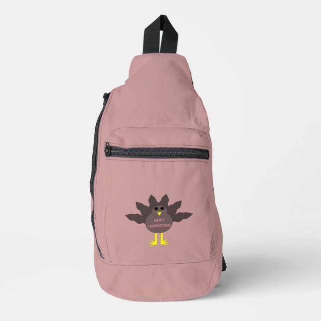 Thanksgiving Plucked Turkey Patterned Sling Bag (Front)