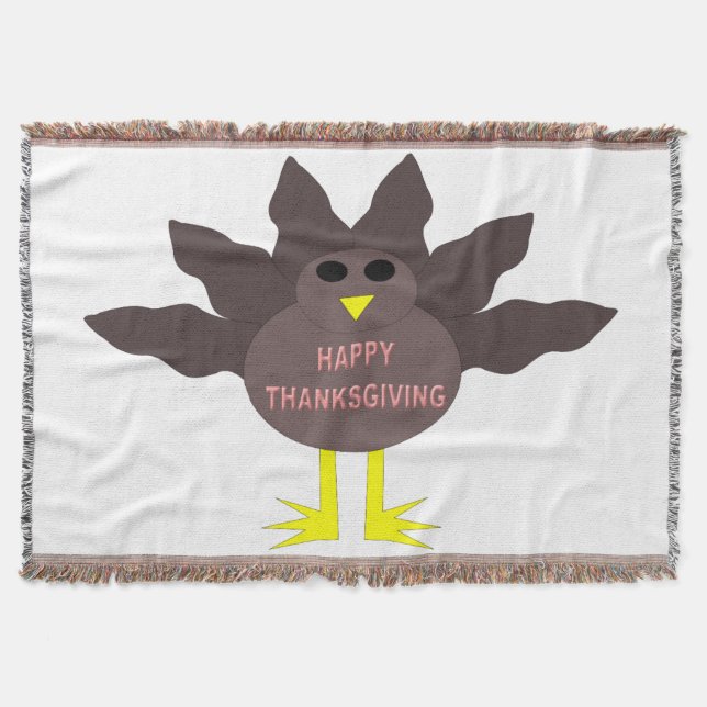 Thanksgiving Plucked Turkey Throw Blanket (Front)
