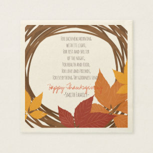 Thanksgiving Poem. Happy Thanksgiving. Custom. Napkin