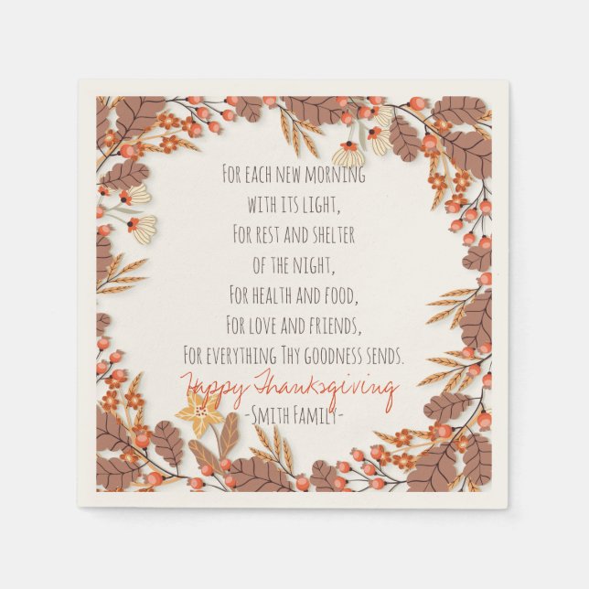 Thanksgiving Poem. Happy Thanksgiving. Custom. Napkin (Front)