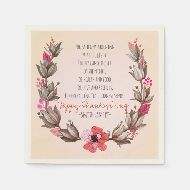 Thanksgiving Poem. Happy Thanksgiving. Custom. Napkin (Front)