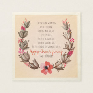 Thanksgiving Poem. Happy Thanksgiving. Custom. Napkin