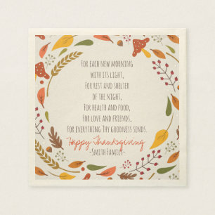 Thanksgiving Poem. Happy Thanksgiving. Custom. Napkin
