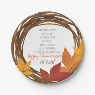Thanksgiving Poem. Happy Thanksgiving. Custom. Paper Plate