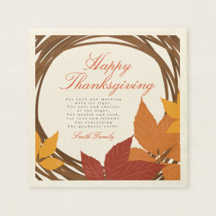 Thanksgiving Poem Happy Thanksgiving Napkin