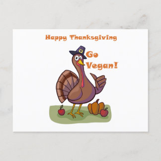 Thanksgiving Postcard with a 'Go Vegan Turkey