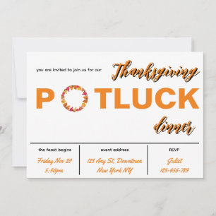 Thanksgiving Potluck Dinner Invitation