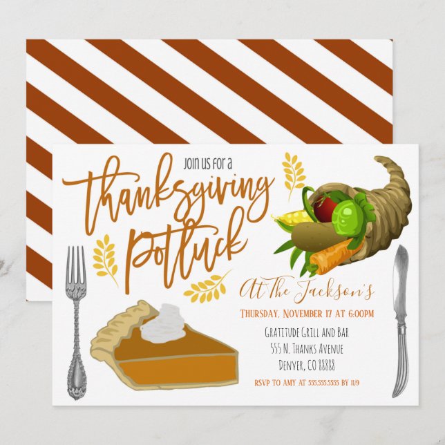 Thanksgiving Potluck Invitation (Front/Back)