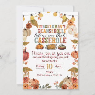 Thanksgiving Potluck Invitation Rustic Fall Party