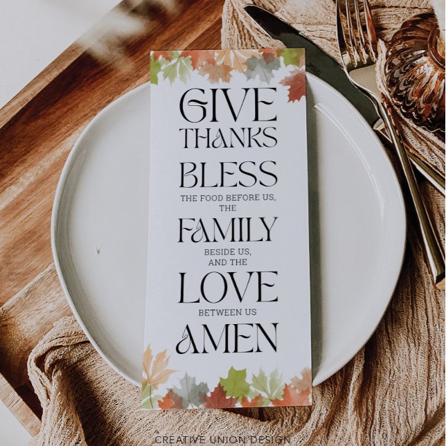 Thanksgiving Prayer Card Autumn Leaves Table Decor (Creator Uploaded)