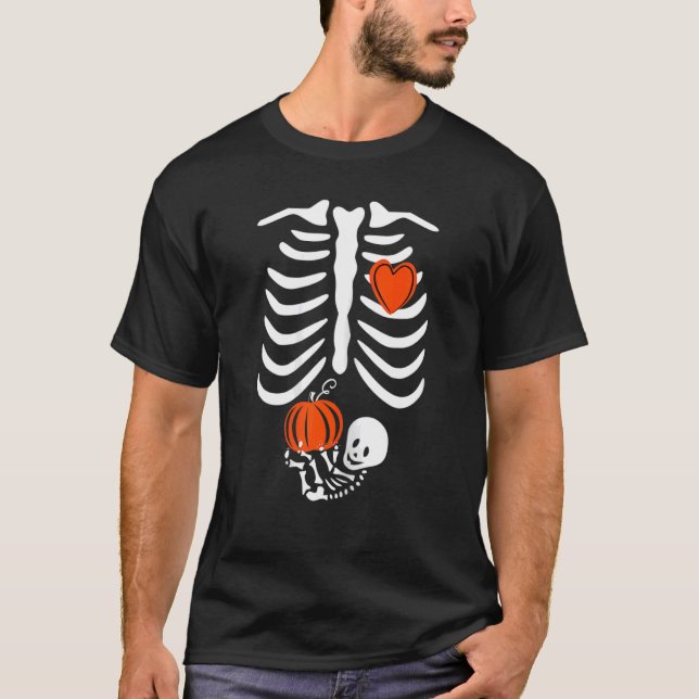 Thanksgiving Pregnancy Announcement Skeleton Baby  T-Shirt (Front)