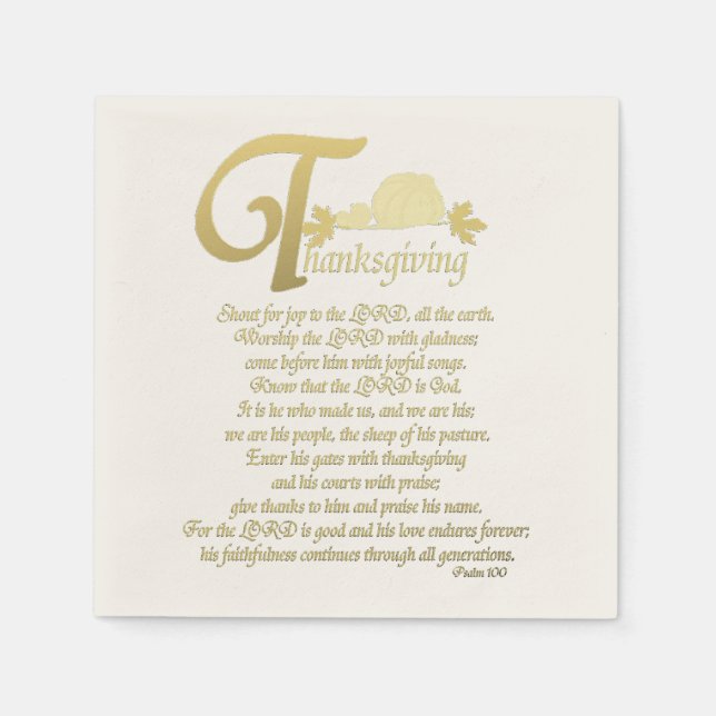 Thanksgiving - Psalm 100 Napkin (Front)