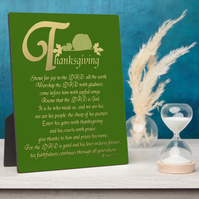 Thanksgiving - Psalm 100 Plaque (Side)