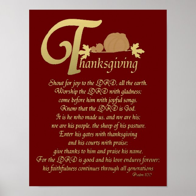 Thanksgiving - Psalm 100 Poster (Front)