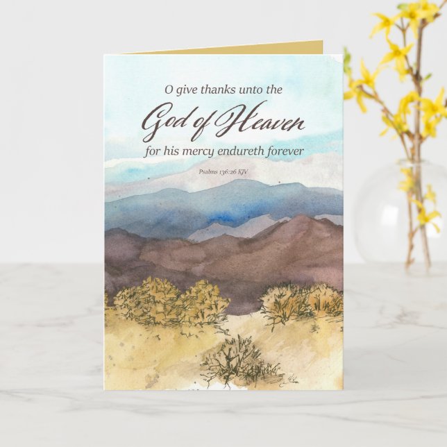 Thanksgiving Psalms 136 Thankful For You Mountains Card (Yellow Flower)
