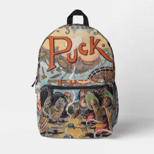Thanksgiving Puck Vintage Illustration Printed Backpack