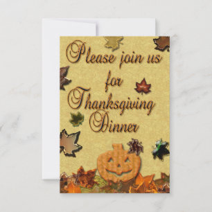 Thanksgiving Pumpkin and Leaves Invitation