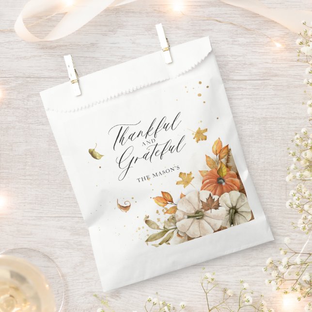 Thanksgiving Pumpkin and Leaves Theme Favour Bags (Clipped)
