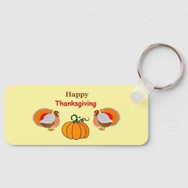 Thanksgiving pumpkin and turkey key ring (Front)