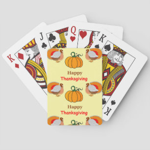 Thanksgiving pumpkin and turkey playing cards