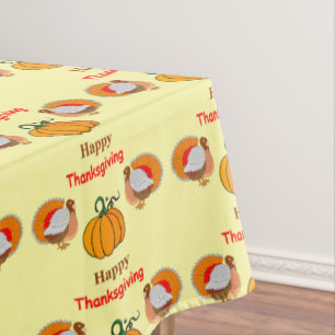 Thanksgiving pumpkin and turkey tablecloth