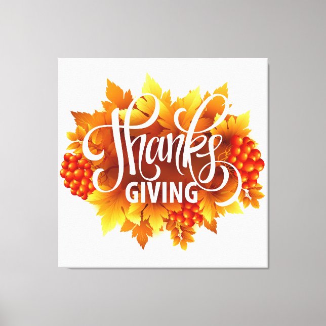 Thanksgiving Pumpkin & Autumn Canvas Print (Front)