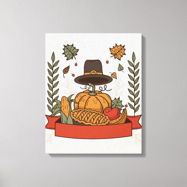 Thanksgiving Pumpkin & Autumn Canvas Print (Front)