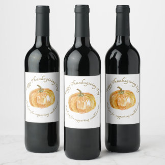 Thanksgiving Pumpkin & Autumn Wine Label