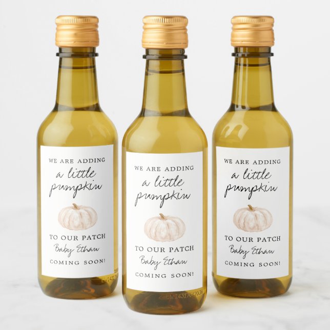 Thanksgiving Pumpkin Baby Pregnancy Announcement Wine Label (Bottles)