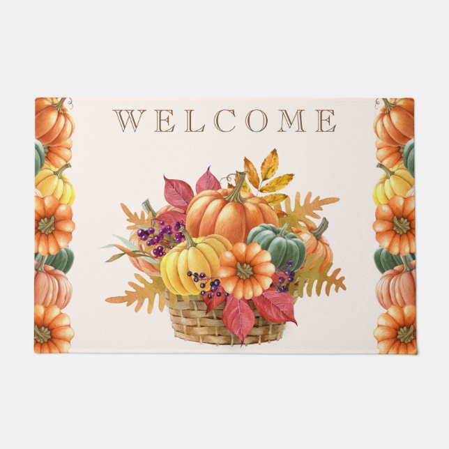 Thanksgiving Pumpkin Basket Doormat (Front)