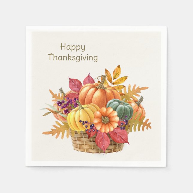 Thanksgiving Pumpkin Basket Napkin (Front)