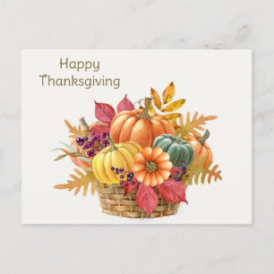 Thanksgiving Pumpkin Basket Postcard