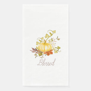 Thanksgiving Pumpkin Blessed Typography Napkin