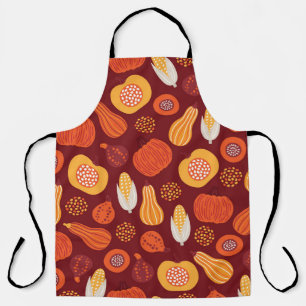 Thanksgiving Pumpkin Brown Seamless Pattern. Apron