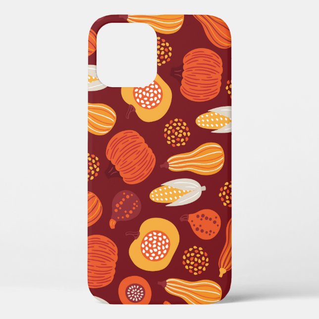 Thanksgiving Pumpkin Brown Seamless Pattern. Case-Mate iPhone Case (Back)