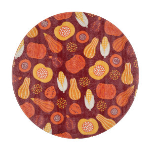 Thanksgiving Pumpkin Brown Seamless Pattern. Cutting Board
