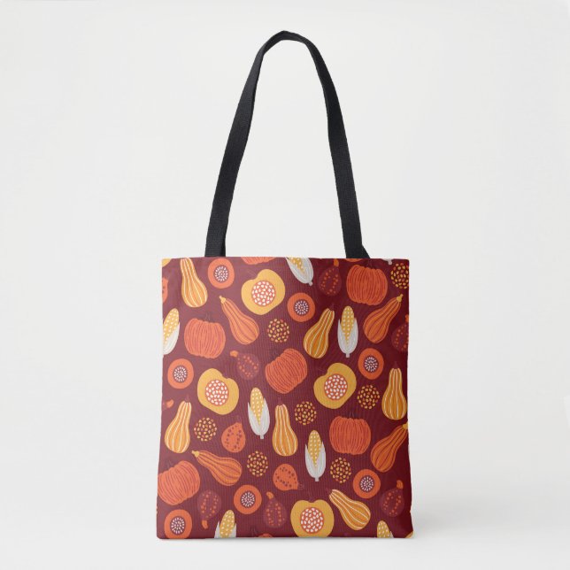 Thanksgiving Pumpkin Brown Seamless Pattern. Tote Bag (Front)